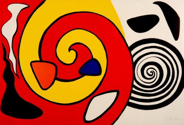 Alexander Calder, (American, 1898-1976), Untitled: Alexander Calder (American, 1898-1976) Untitled color lithograph signed in pencil (lower right) 25 x 38 inches. Property from the Estate of Richard Z. Kabaker, Middleton, Wisconsin