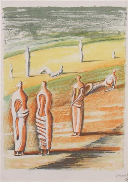 Henry Moore, (British, 1898-1986), Goethe, Prometh: Henry Moore (British, 1898-1986) Goethe, Promethee color lithograph signed (lower right) 12 x 8 3/4 inches.
