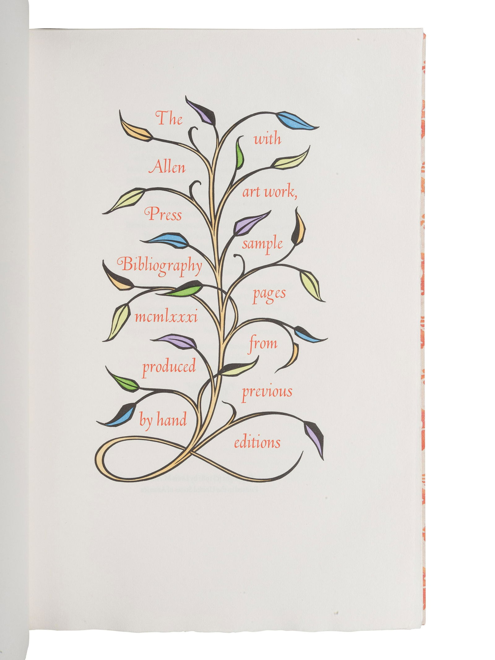 [ALLEN PRESS]. The Allen Press Bibliography.Greenbrae: (1 of 2)