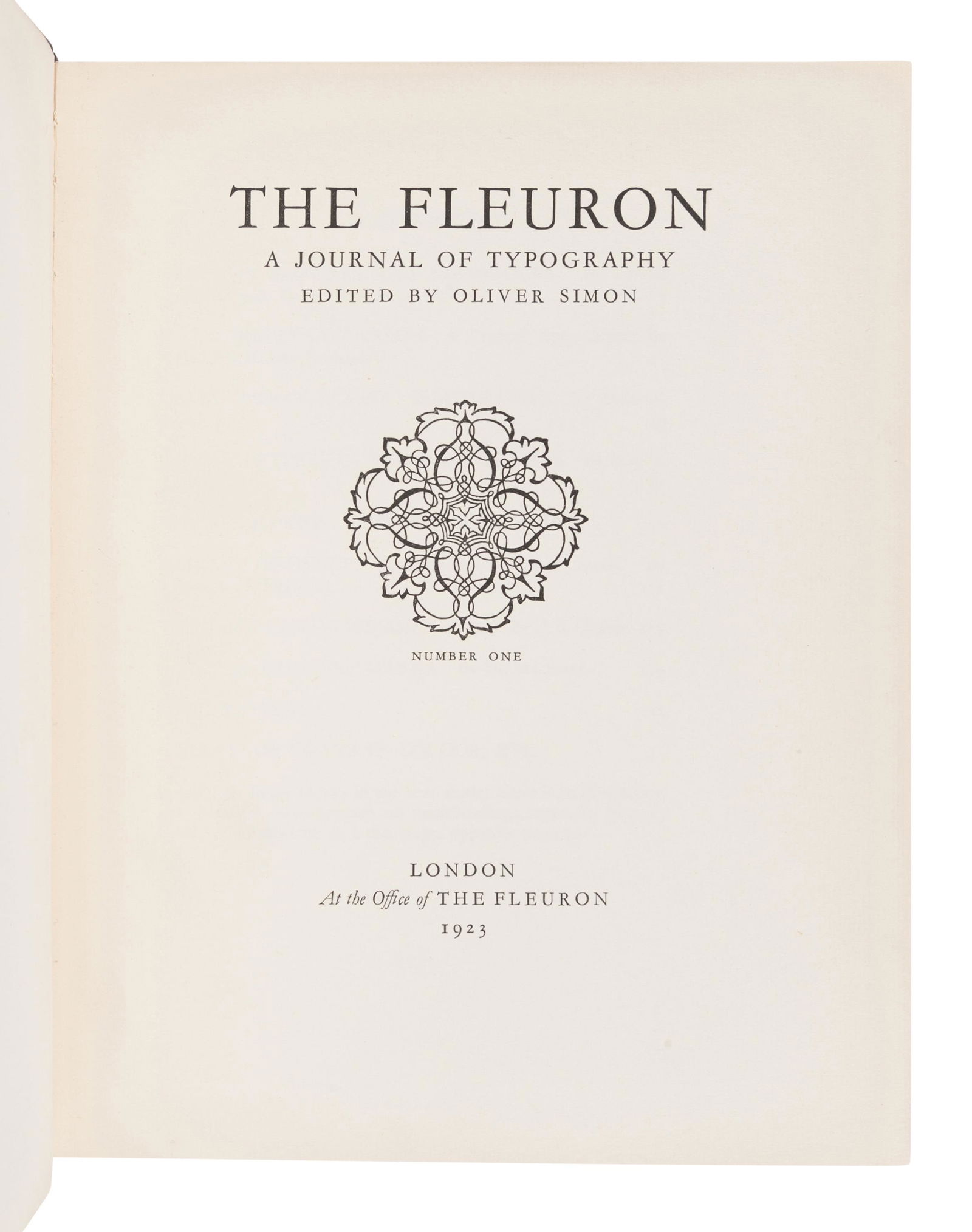 [FLEURON]. SIMON, Oliver and Stanley MORISON, editors. (1 of 4)