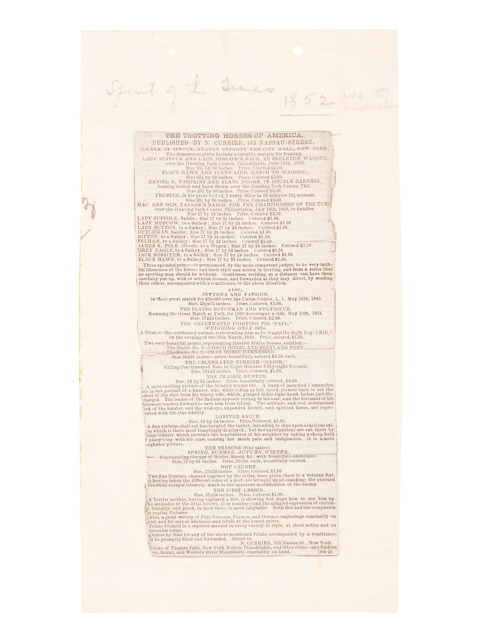 [ANNOUNCEMENTS] -- Currier & Ives, publishers (1 of 2)