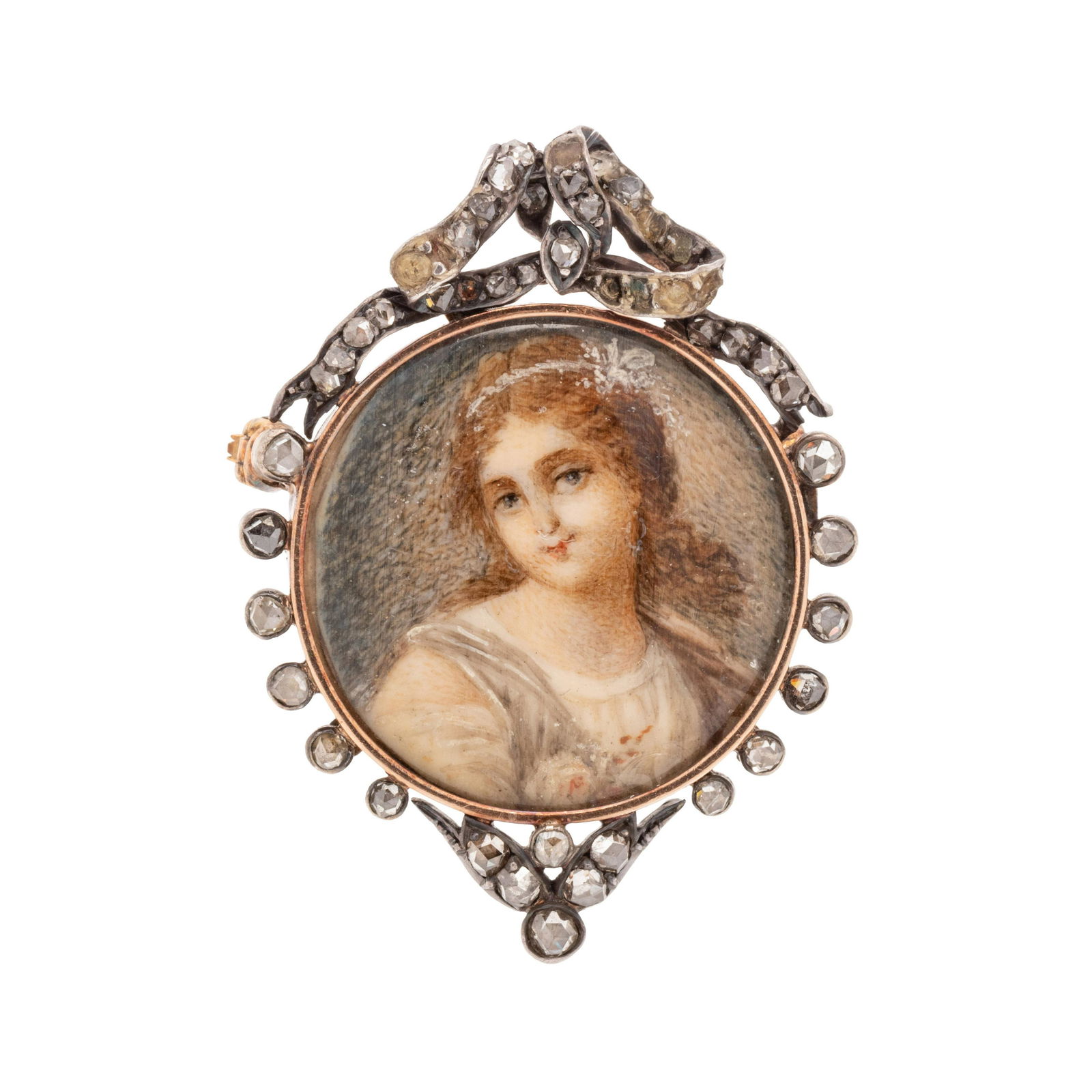 FRENCH, ANTIQUE, DIAMOND PORTRAIT BROOCH (1 of 2)