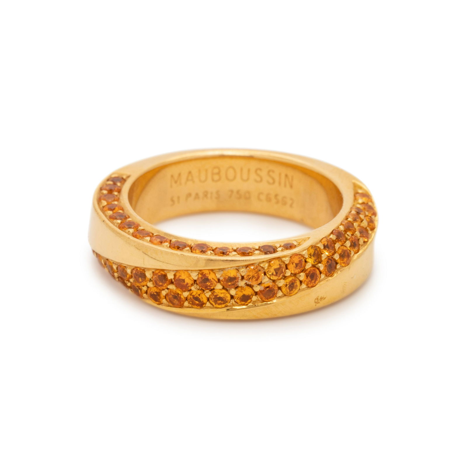 MAUBOUSSIN, YELLOW GOLD AND ORANGE GEMSTONE RING (1 of 3)