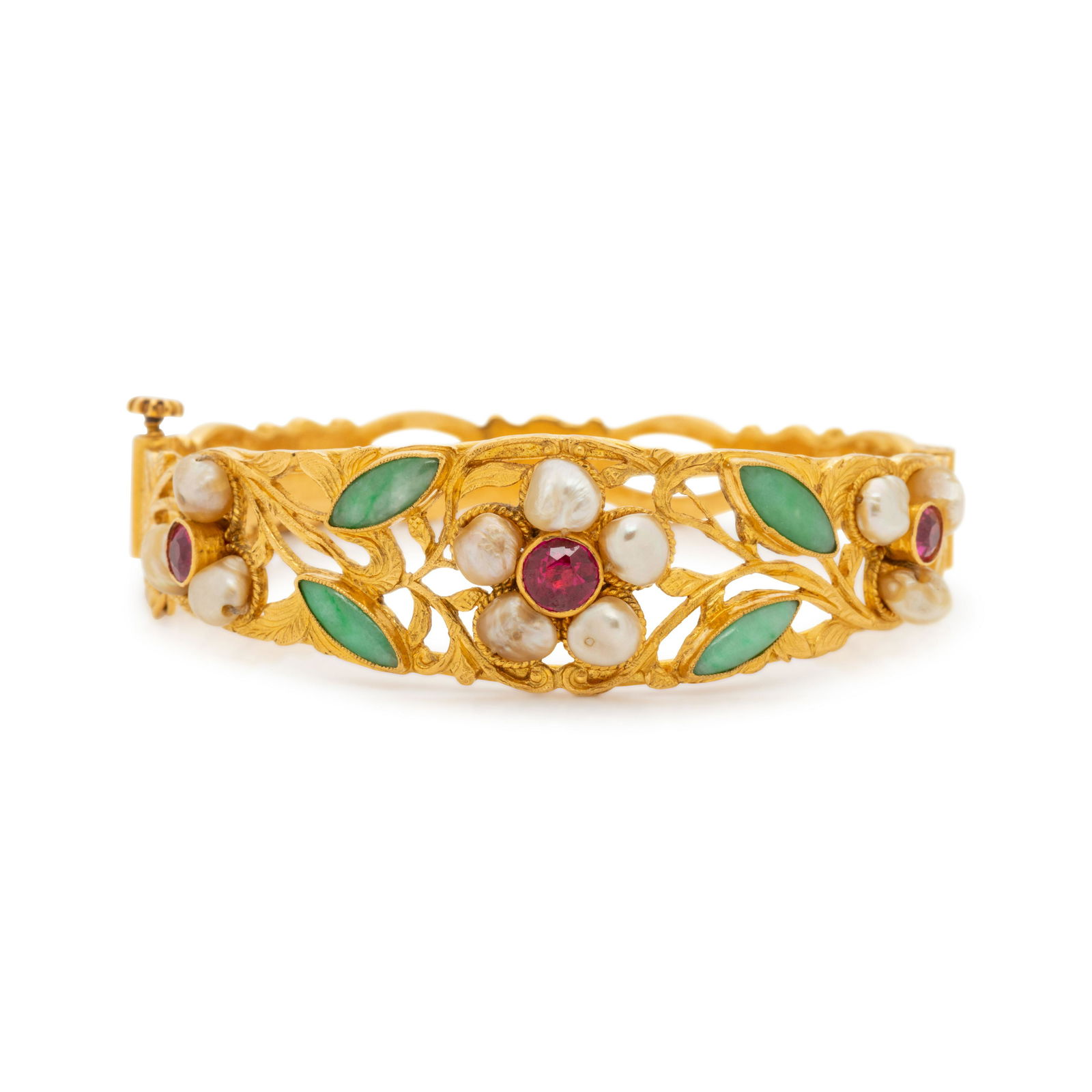 HIGH KARAT GOLD AND MULTIGEM BANGLE BRACELET (1 of 3)