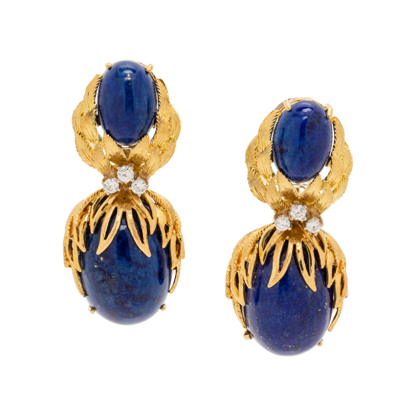 LAPIS LAZULI AND DIAMOND CONVERTIBLE EARCLIPS (1 of 2)