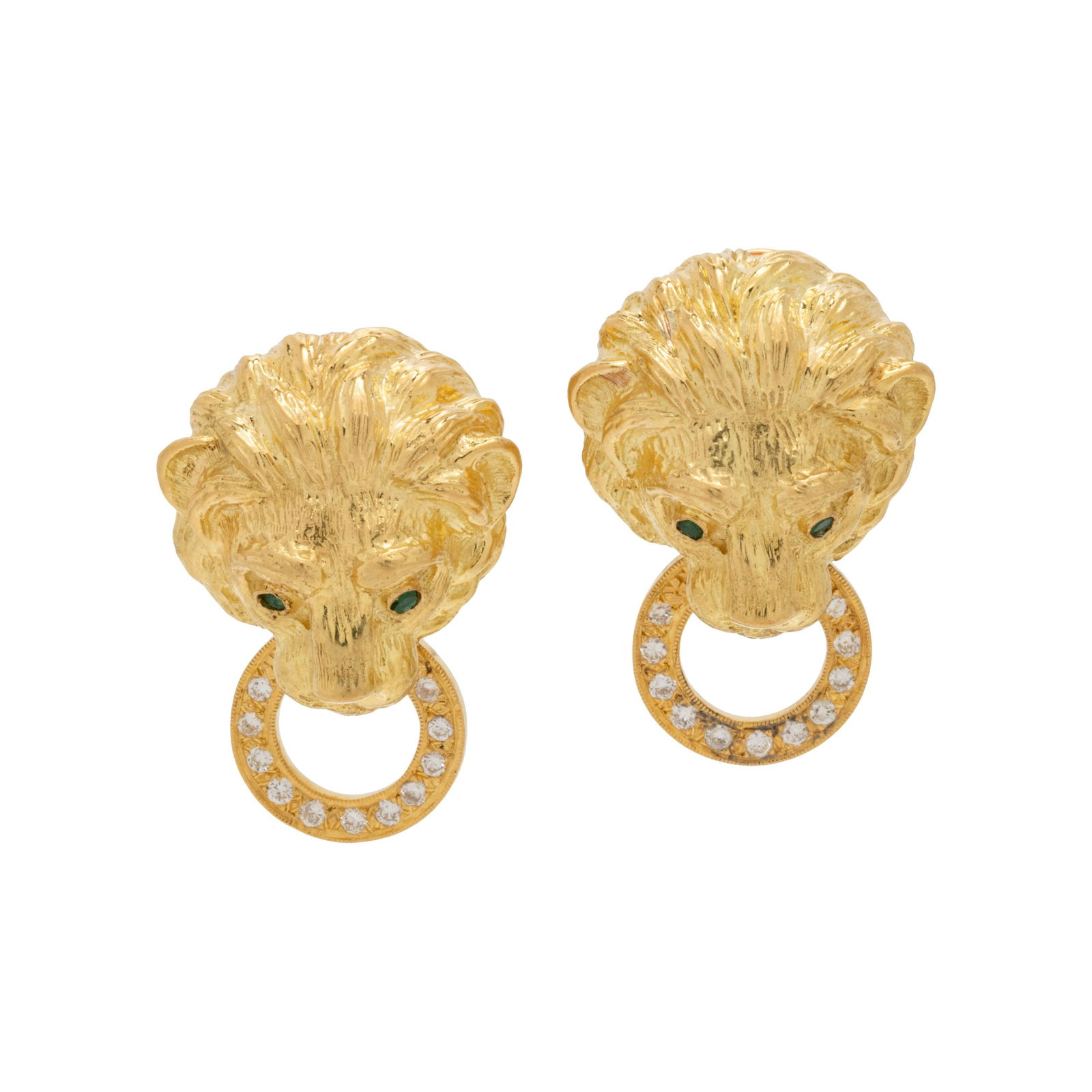 YELLOW GOLD AND DIAMOND LION EARCLIPS (1 of 2)