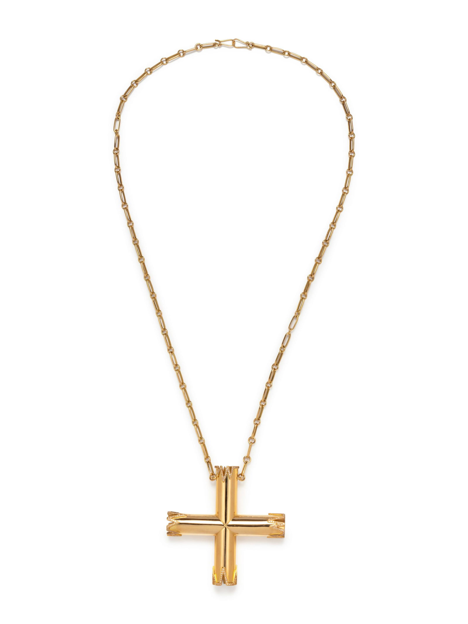 YELLOW GOLD AND DIAMOND CROSS NECKLACE (1 of 2)