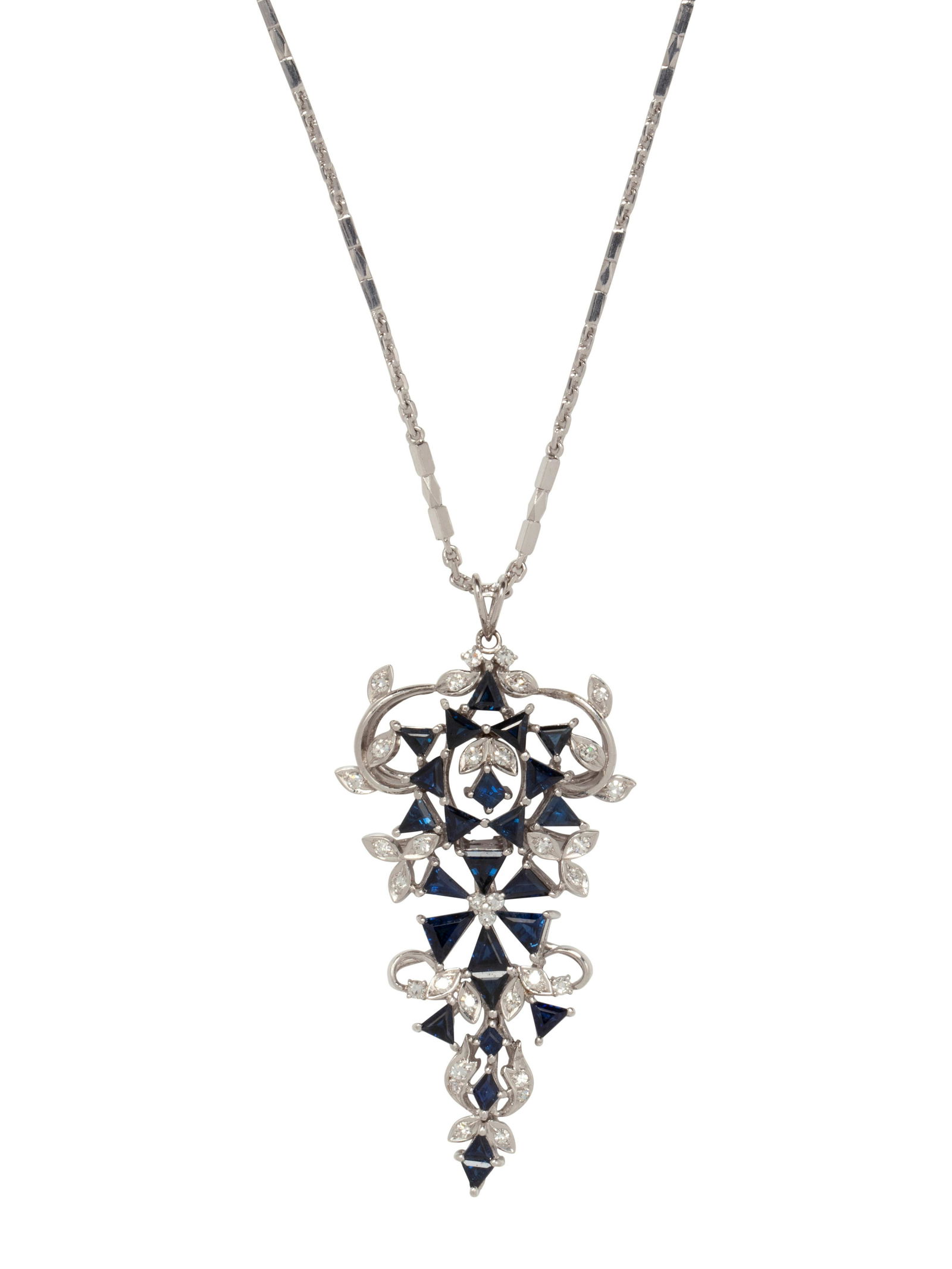 SAPPHIRE AND DIAMOND PENDANT/NECKLACE (1 of 2)