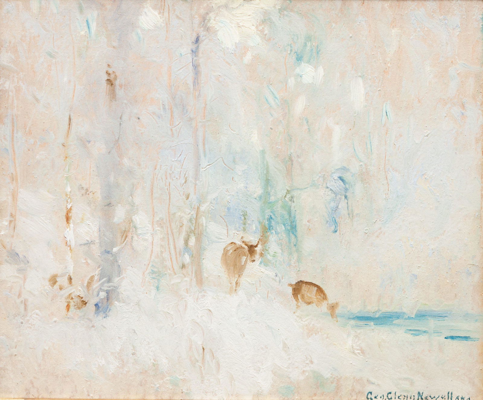 George Glenn Newell (American, 1870-1947) Two Deer in (1 of 3)