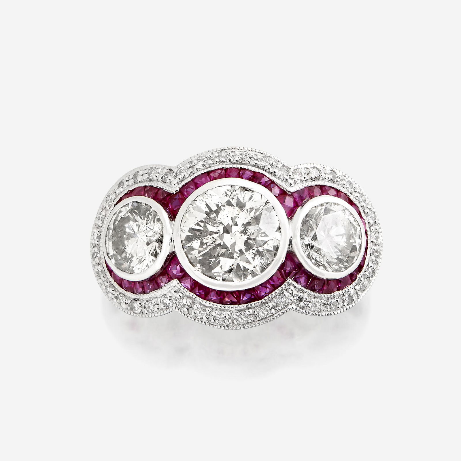 A diamond, ruby, and platinum ring (1 of 2)