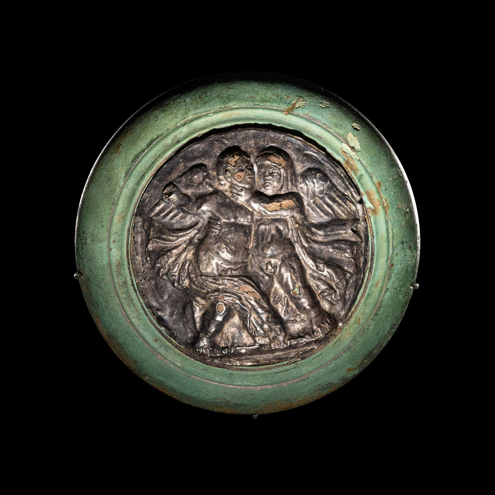 A Roman Silver and Bronze Boss with Erotes Diameter 4 (1 of 3)