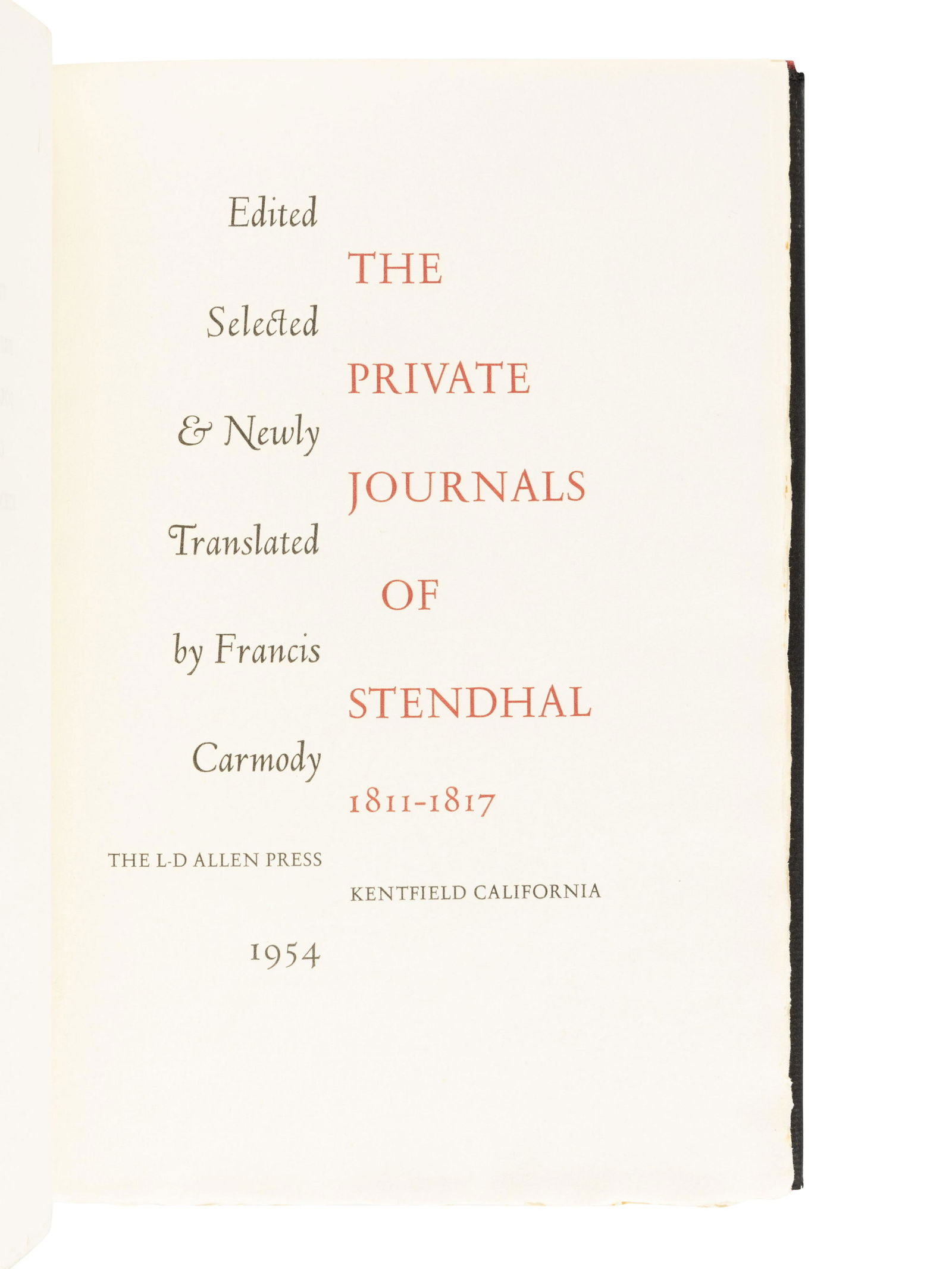 [ALLEN PRESS]. CARMODY, Francis, editor. The Private (1 of 2)