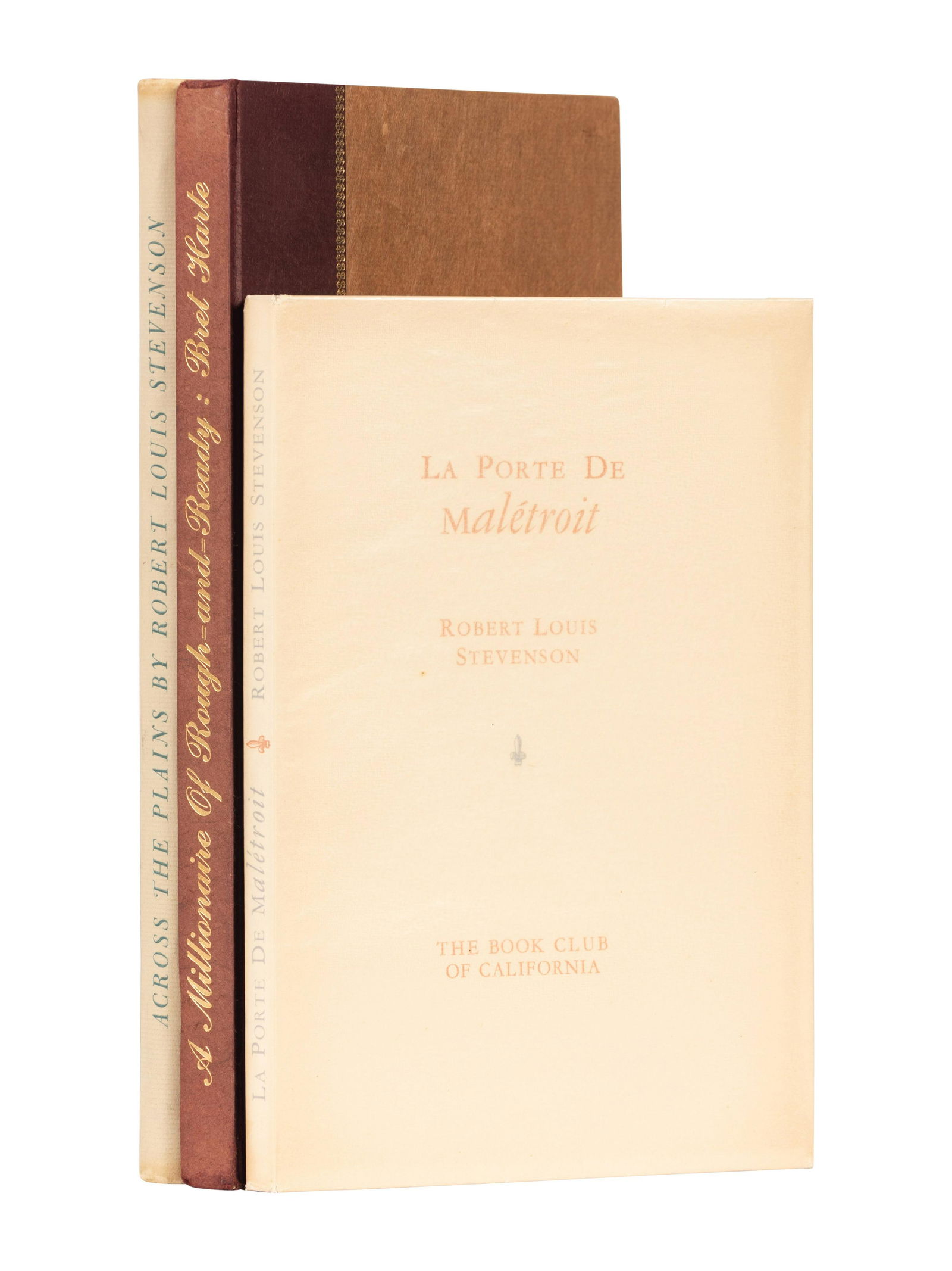 [ALLEN PRESS]. A group of 3 works from the Allen Press,: [ALLEN PRESS]. A group of 3 works from the Allen Press, comprising: STEVENSON, Robert Louis. Across the Plains. Hillsborough, CA: 1950. 8vo. Paper-wrappers -- STEVENSON, Robert Louis. La Port d