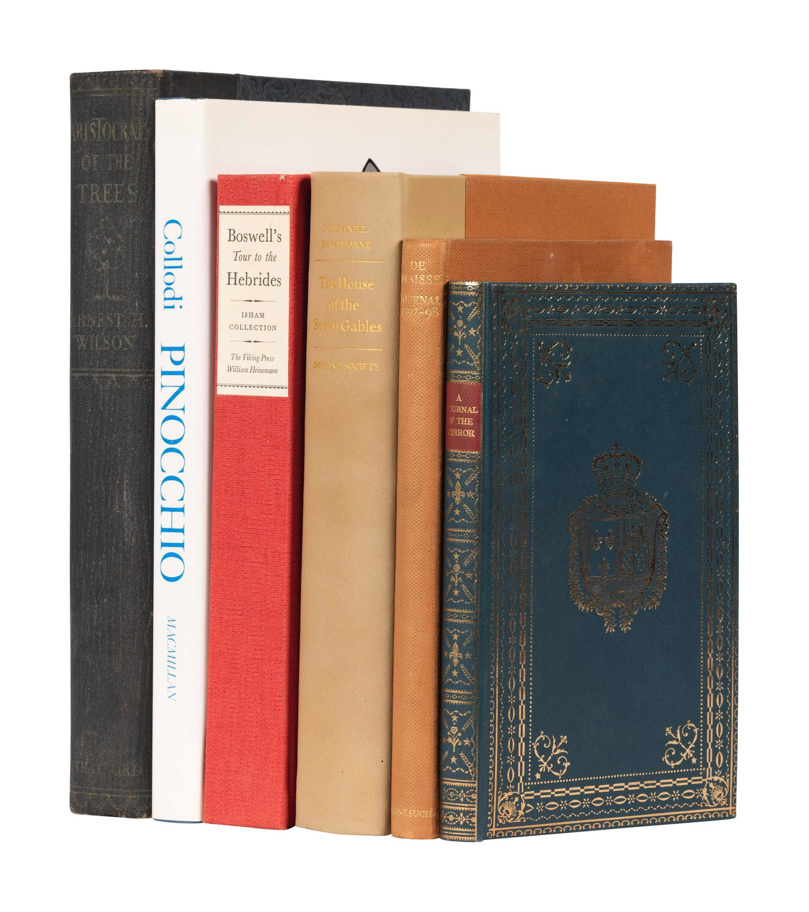 [FINE PRESS]. A group of 8 fine press books,: [FINE PRESS]. A group of 8 fine press books, comprising: WILSON, Ernest H. Aristocrats of the Trees. Boston: The Stratford Company, 1930. Folio. Cloth-backed boards. -- De Maisse. A Journal of all 