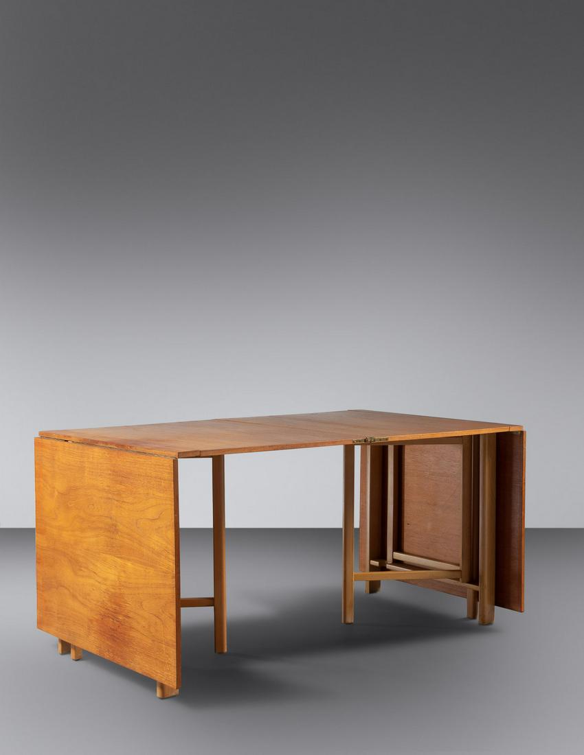 Bruno Mathsson (Swedish, 1907-1988) Maria Dining Table: Bruno Mathsson (Swedish, 1907-1988) Maria Dining Table Karl Mathsson, Sweden teak, beech, brass unmarked Extended | H 29 x W 109 1/2 x D 35 1/4 inches Property from the George M. Irwin Trust, Quincy,