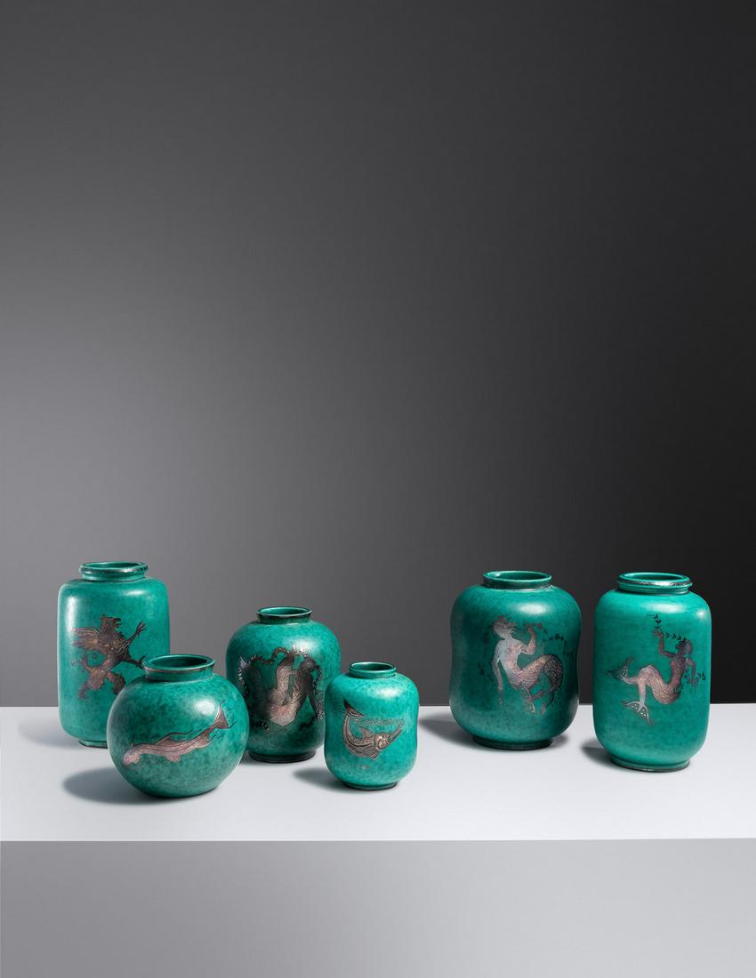 Wilhelm Kage (Swedish, 1889-1960) Six Argenta Vases (1 of 2)