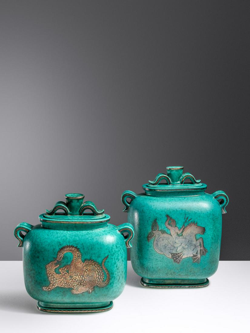 Wilhelm Kage (Swedish, 1889-1960) Two Argenta Lidded (1 of 6)
