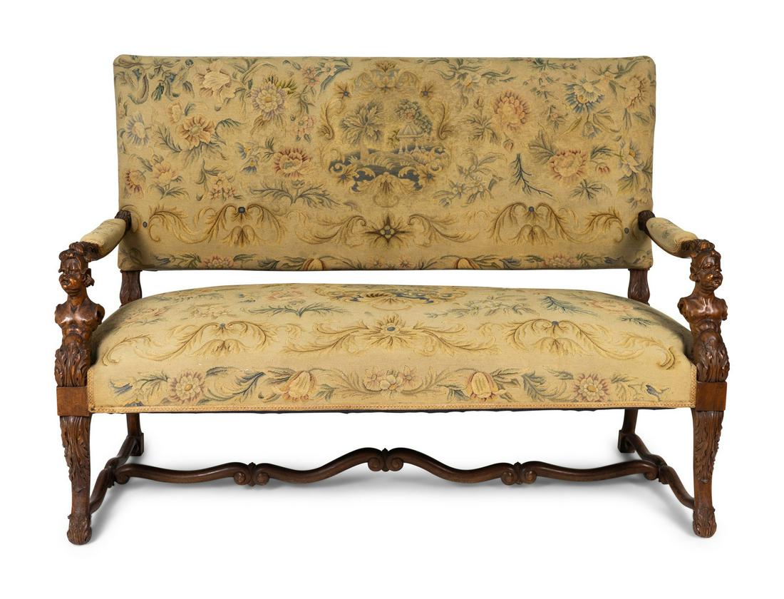 A Continental  Baroque Style Walnut Bench with (1 of 1)