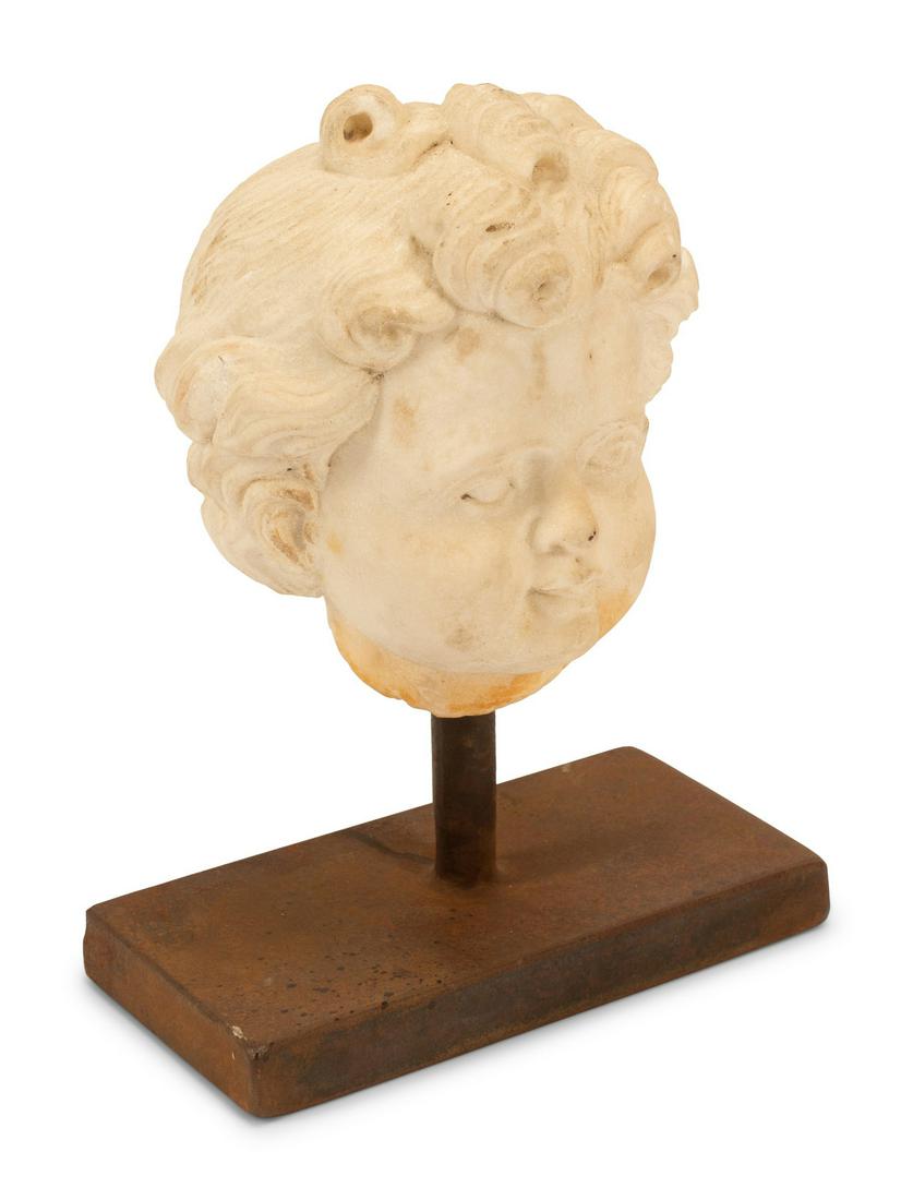 An Italian Carved Marble Head of a Youth Height overall (1 of 3)