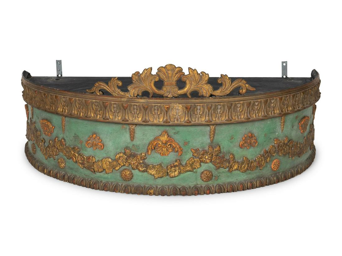 A Louis XVI Style Parcel Gilt, Painted and Carved Wood (1 of 2)
