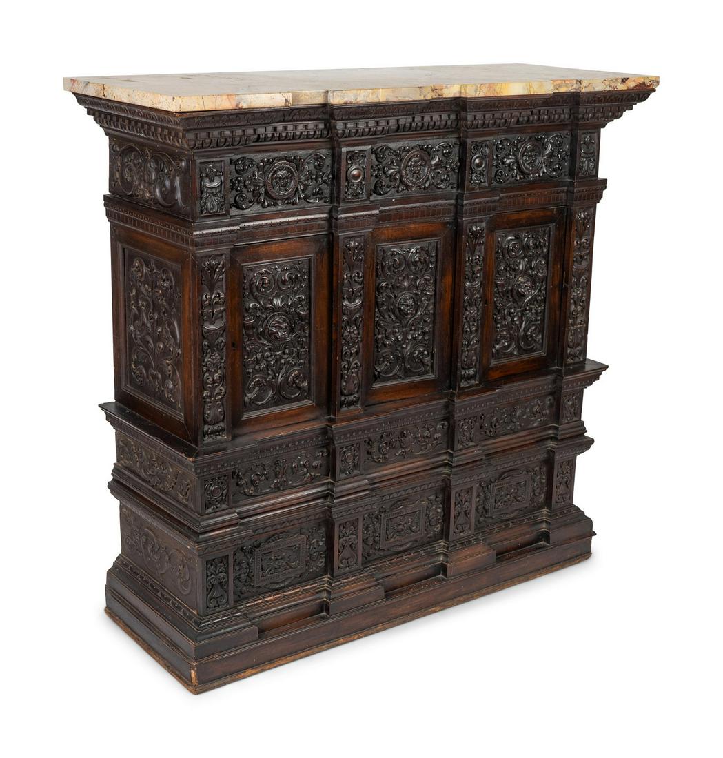 A Henry IV Style Carved Walnut Marble Top Console (1 of 1)