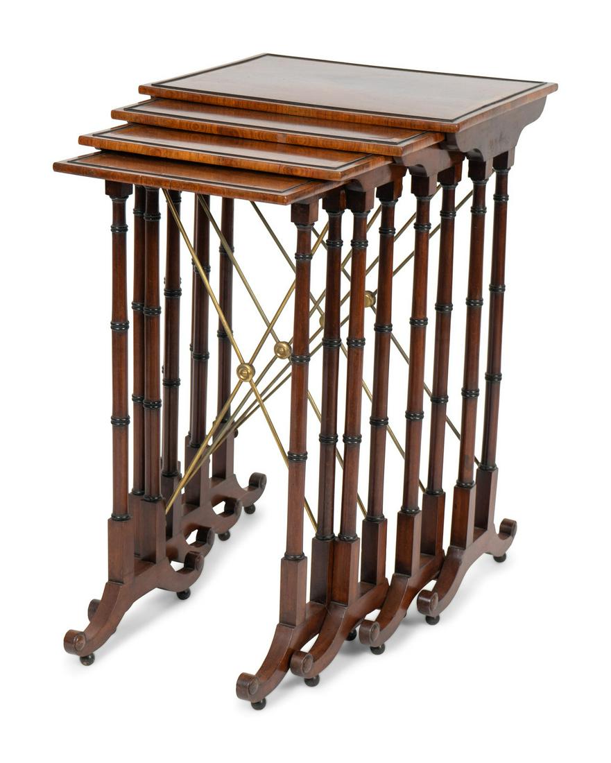 A Regency Cross-banded Rosewood Nest of Four Tables (1 of 3)
