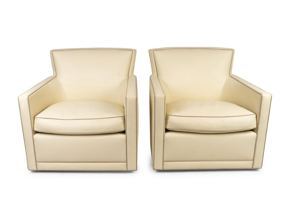 A Set of Four A. Rudin Leather Swivel Chairs Height 32 (1 of 3)