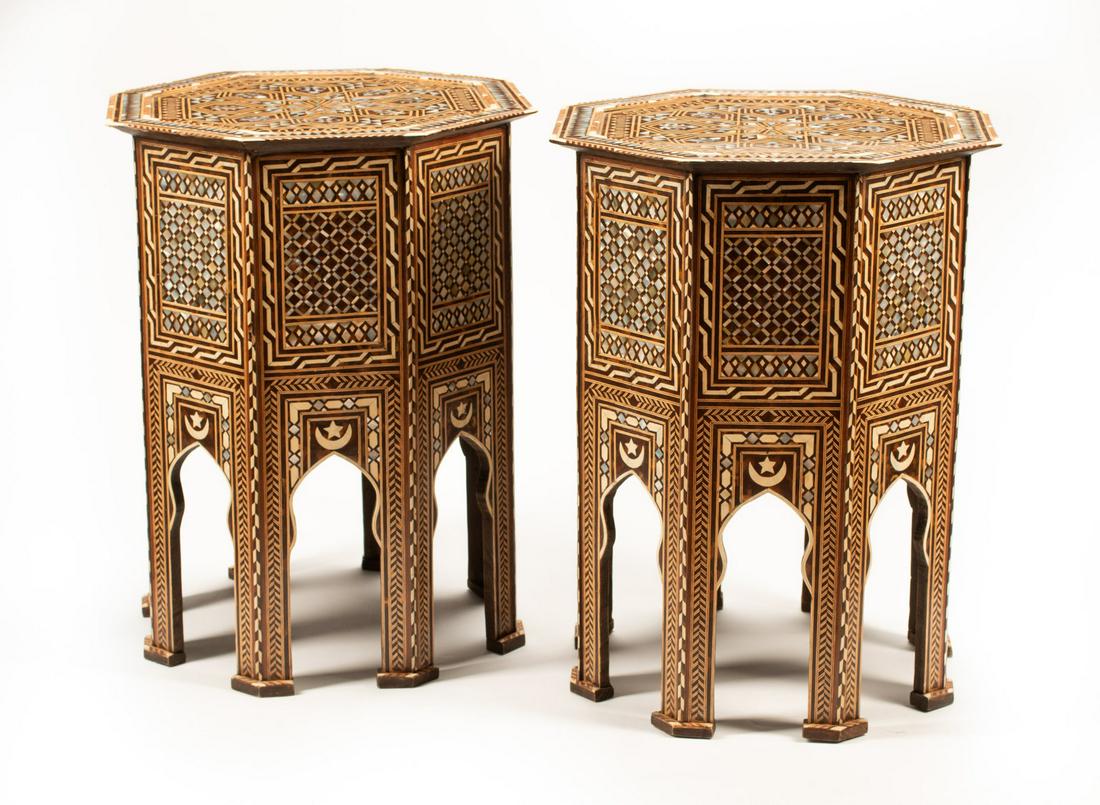 A Pair of Moorish Style Marquetry Tables Height 30 x (1 of 6)