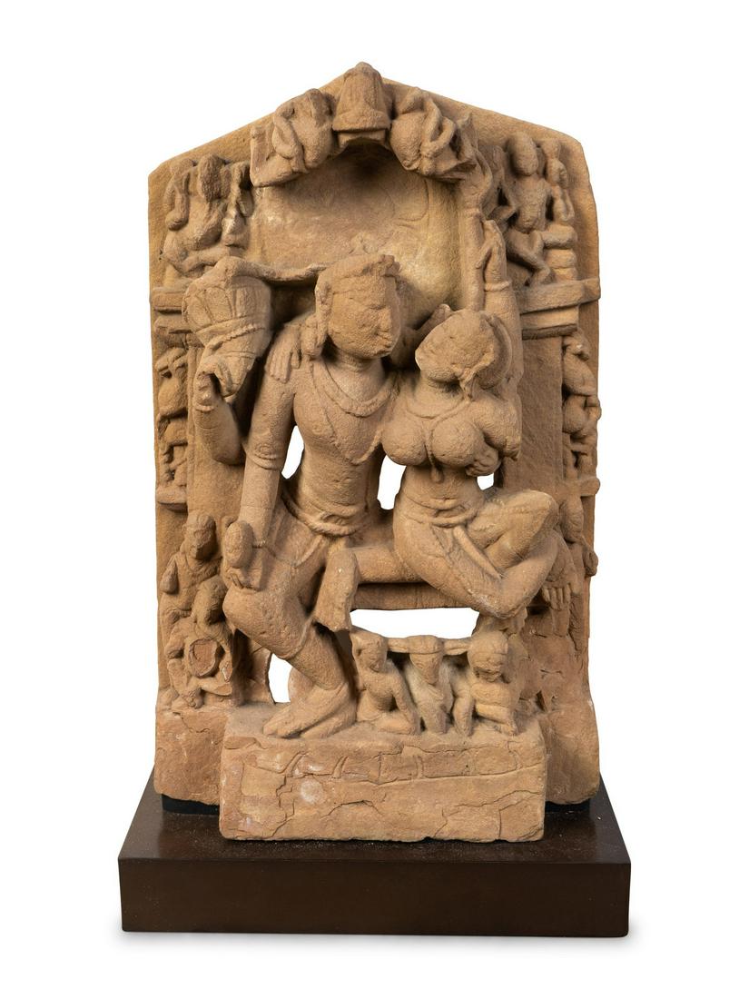A Large Indian Sandstone Figural Group Height 23 x (1 of 2)