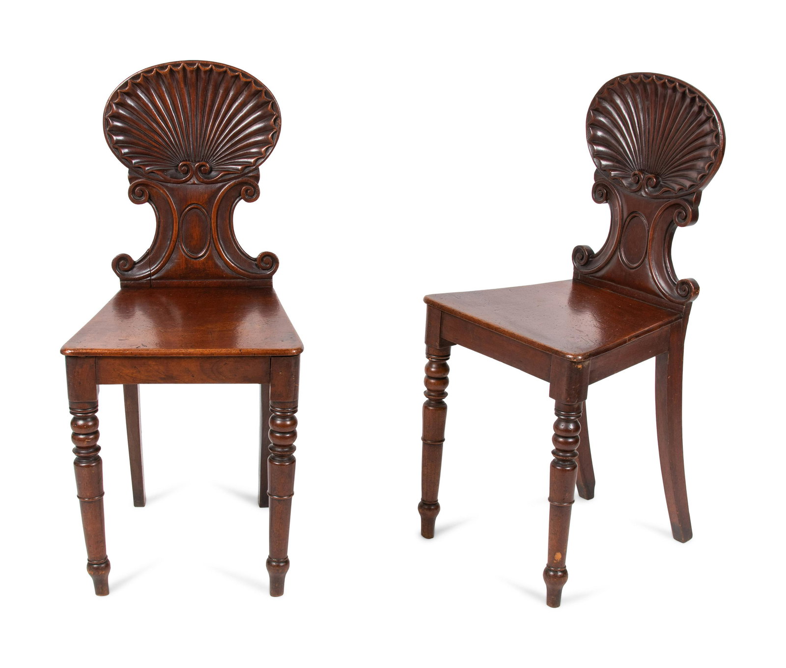 A Pair of Regency Style Mahogany Hall Chairs Height 32 (1 of 6)