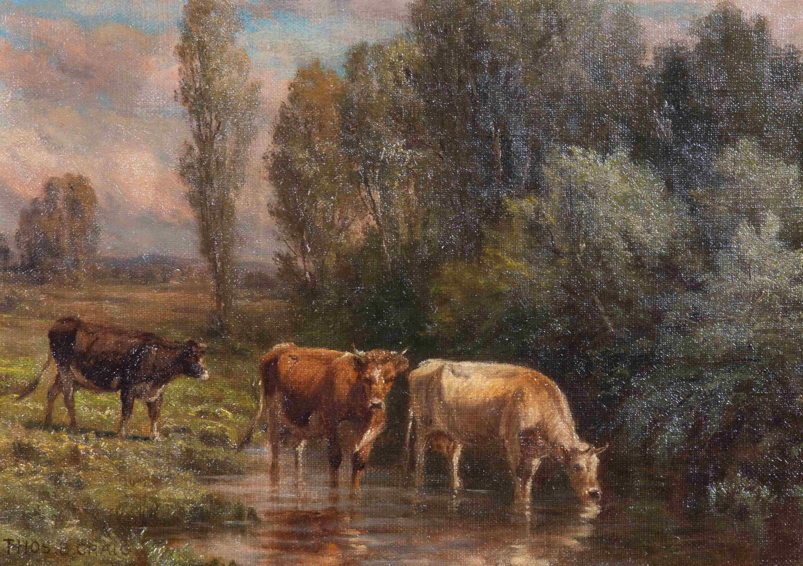 Thomas Bigelow Craig (American, 1849-1924) Cattle at th (1 of 2)