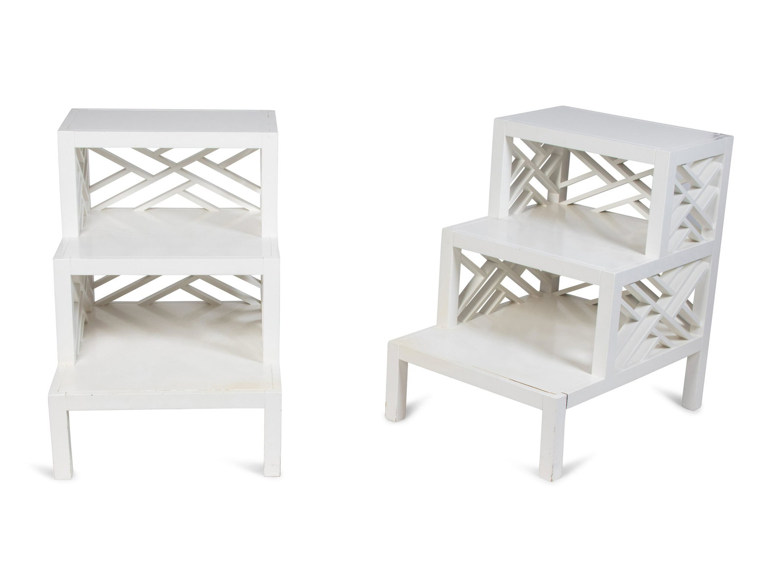 A Pair of Regency Style White Painted Stepped End (1 of 4)