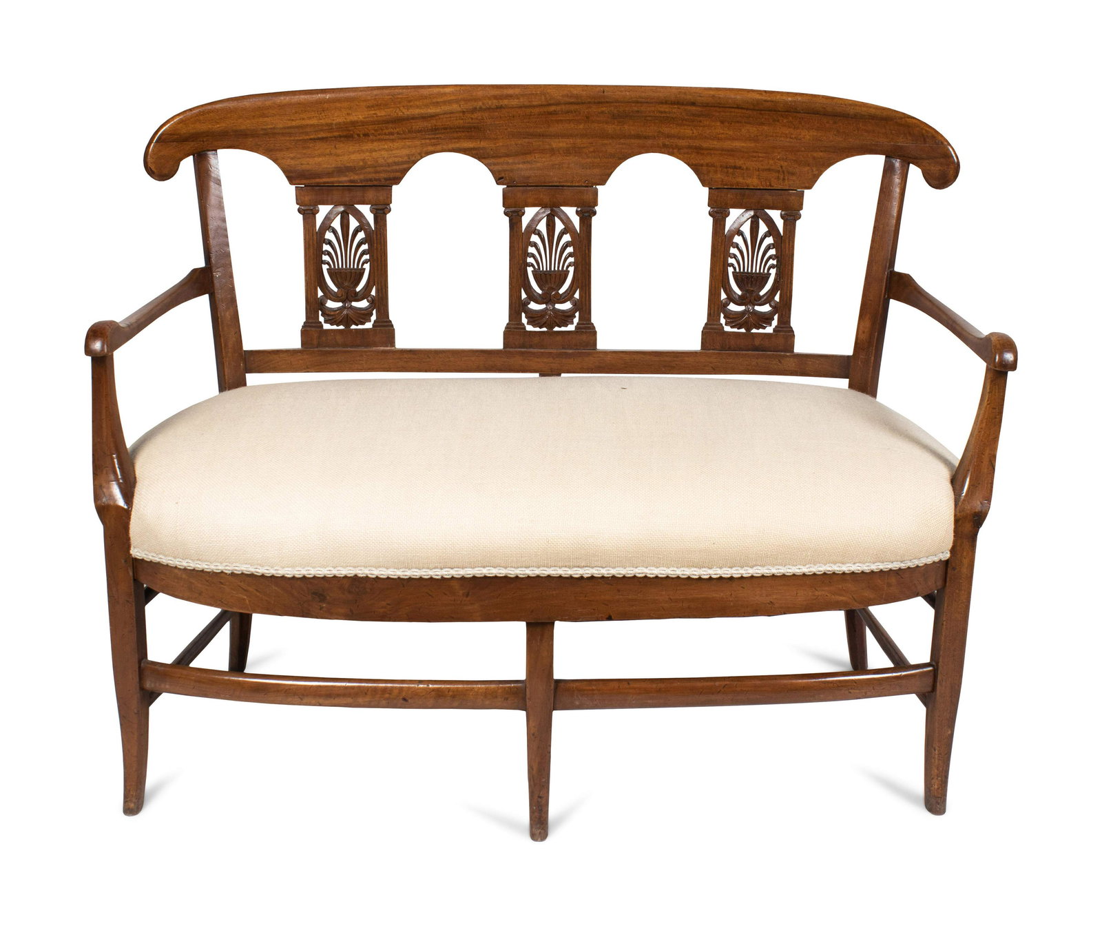 An Italian Walnut Triple-Back Settee Height 32 1/2 x (1 of 2)