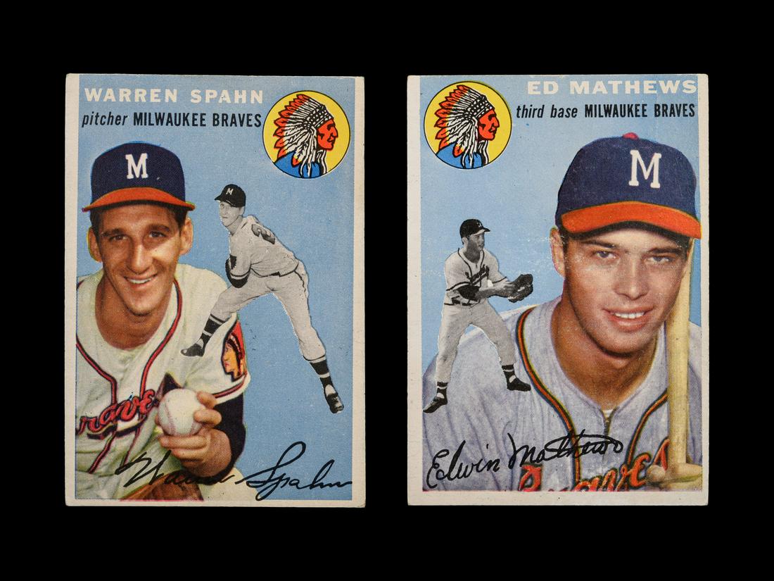 A Group of 1954 Topps Warren Spahn No. 20 and Ed (1 of 2)