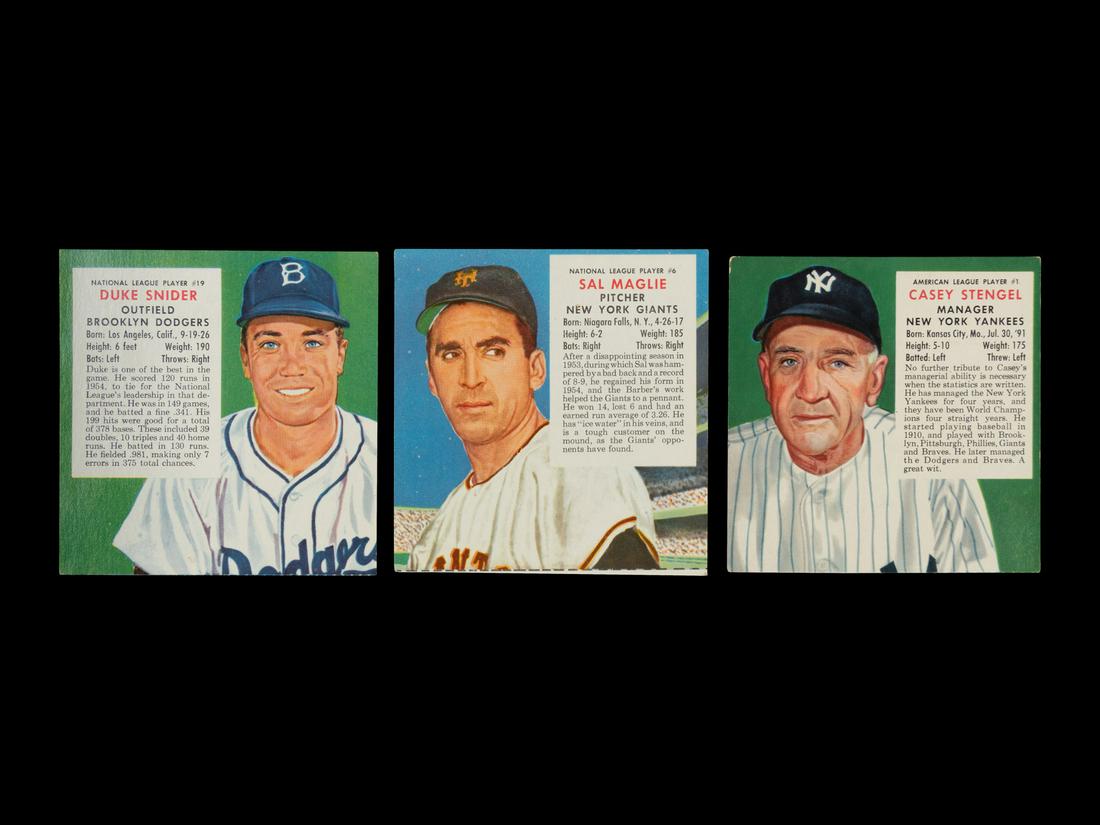 A Group of Three 1955 Red Man Baseball Cards, (1 of 2)