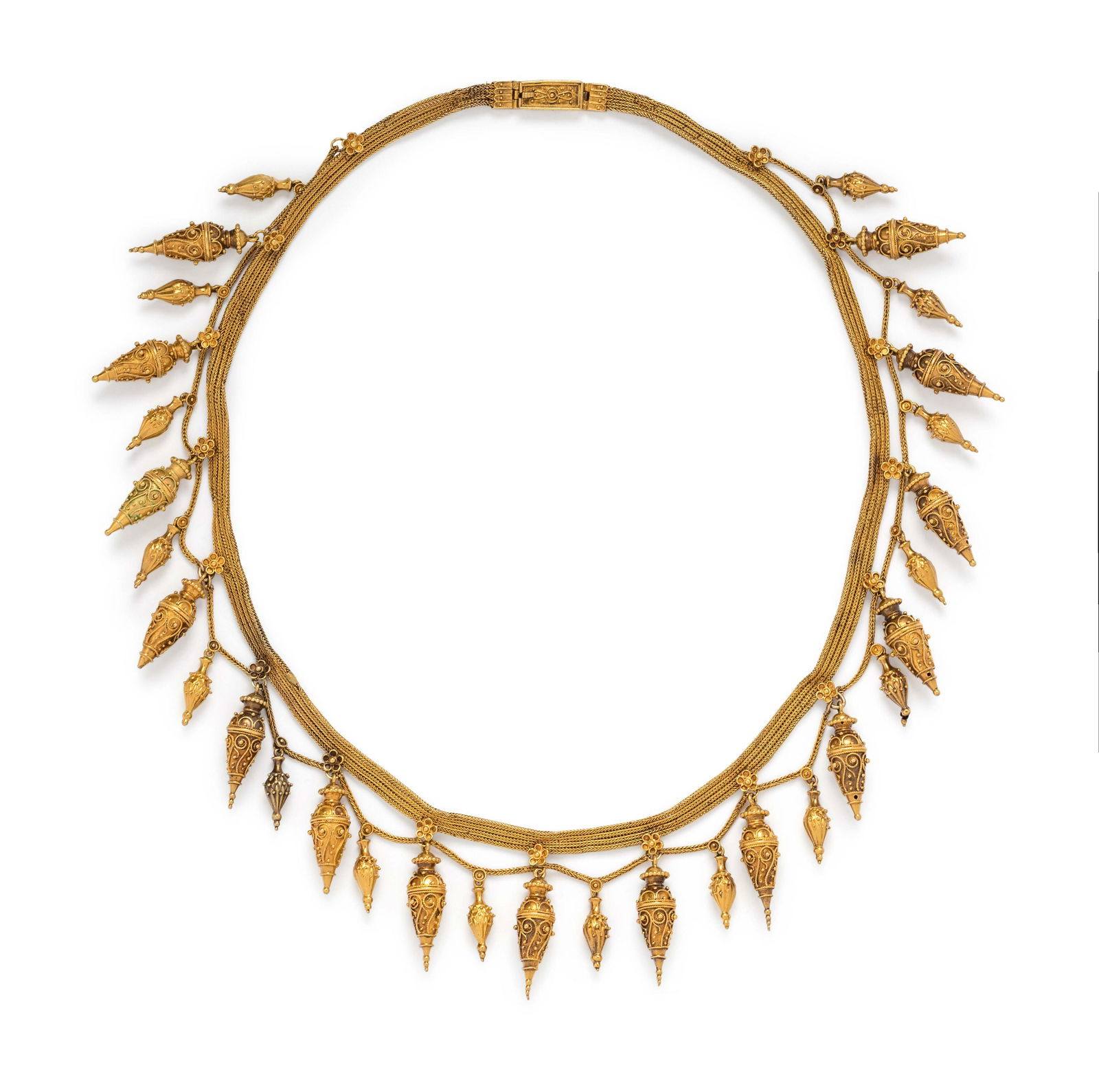 ARCHAEOLOGICAL REVIVAL, YELLOW GOLD FRINGE NECKLACE (1 of 2)