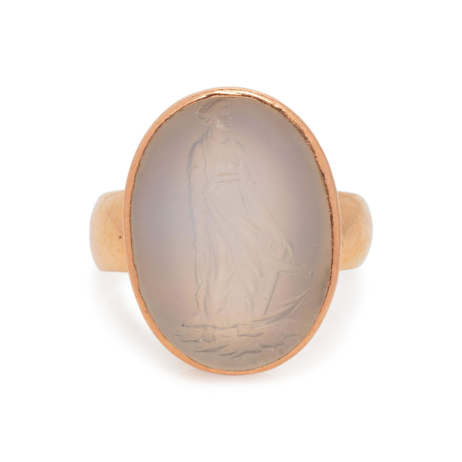 ROSE GOLD AND CHALCEDONY INTAGLIO RING (1 of 3)
