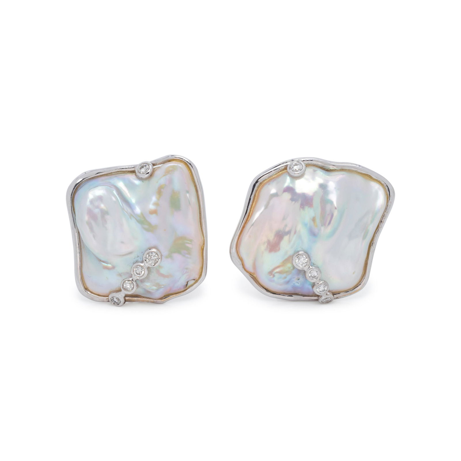 CULTURED PEARL AND DIAMOND EARRINGS (1 of 2)