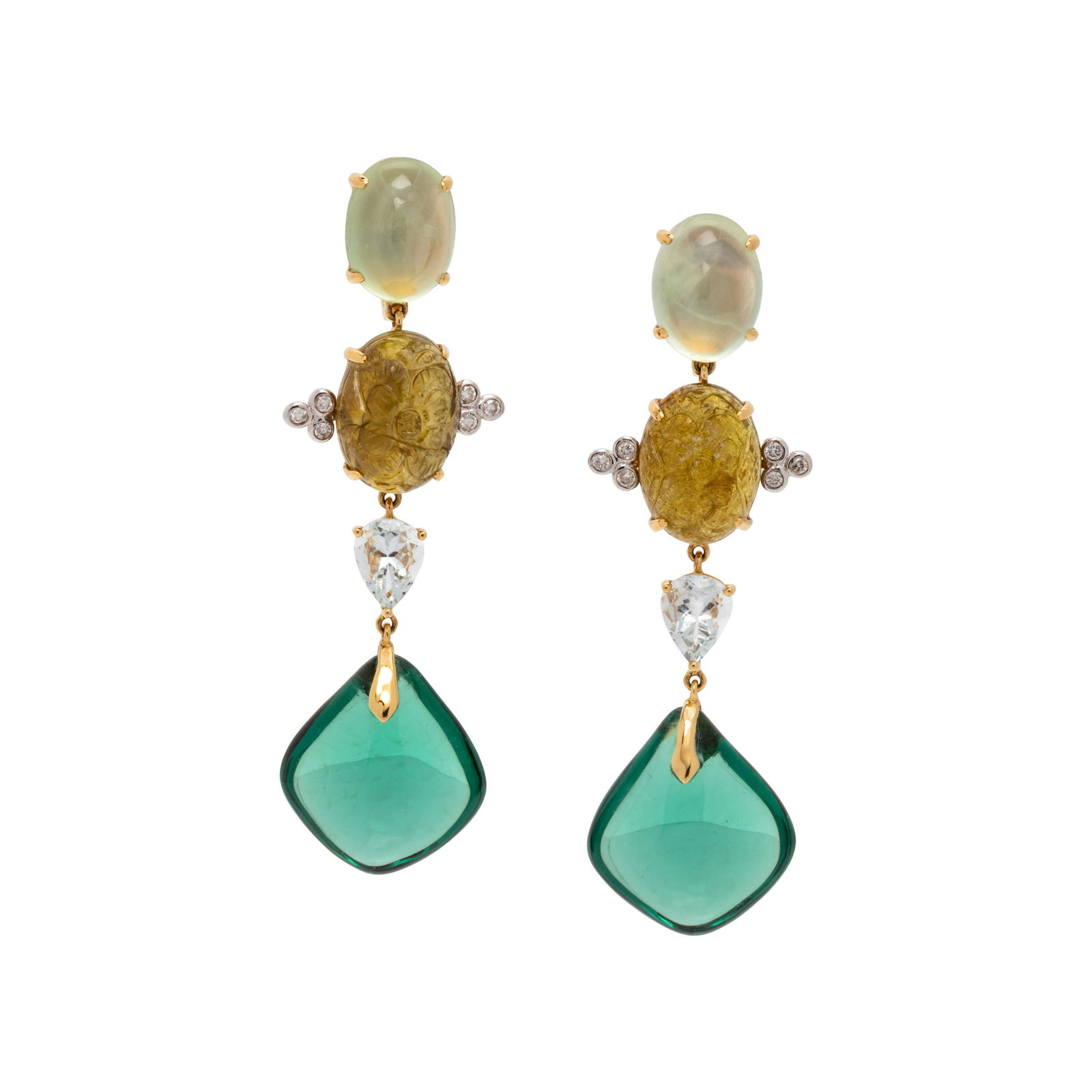 MULTIGEM AND DIAMOND EARCLIPS (1 of 2)