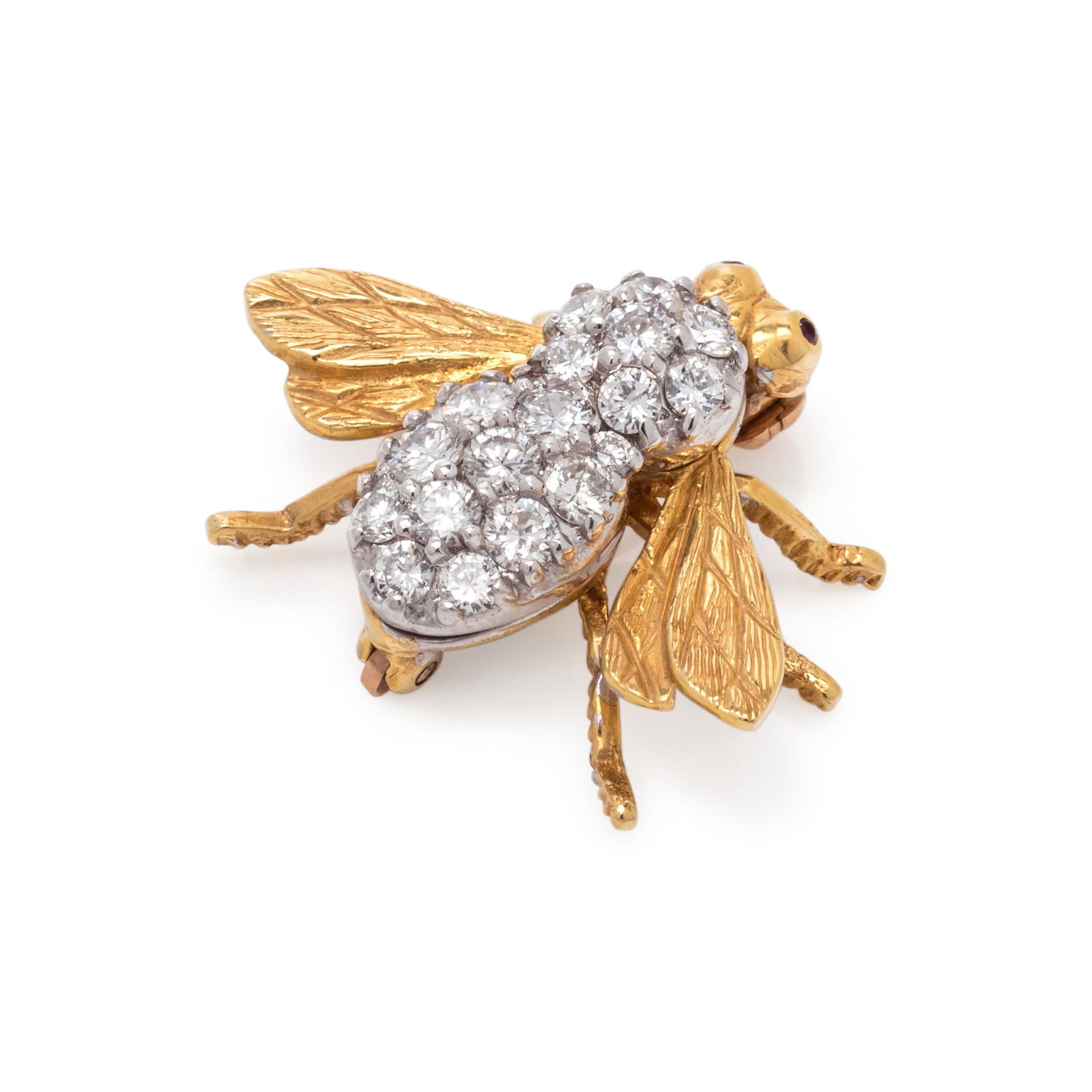 HERBERT ROSENTHAL, YELLOW GOLD AND DIAMOND BEE BROOCH (1 of 3)