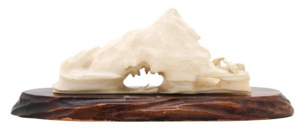 A Carved Ivory Scenic Diorama, Width 5 inches.: A Carved Ivory Scenic Diorama, depicting a fisherman and polar bears in an arctic setting. Width 5 inches. Property from the Private Collection of W. G. Freudenberg III, Lincolnshire, Illinois