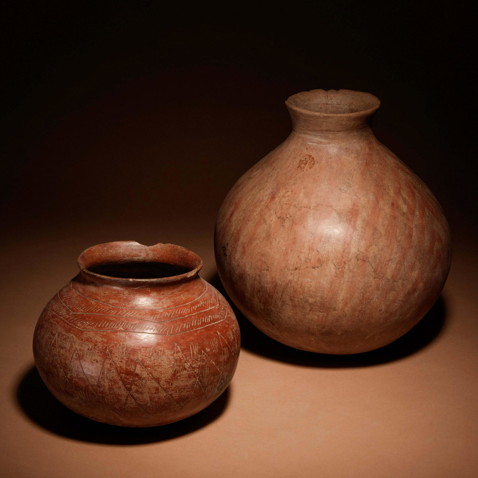 Two Pre-Columbian Terracotta Vases Height of taller 12 (1 of 3)