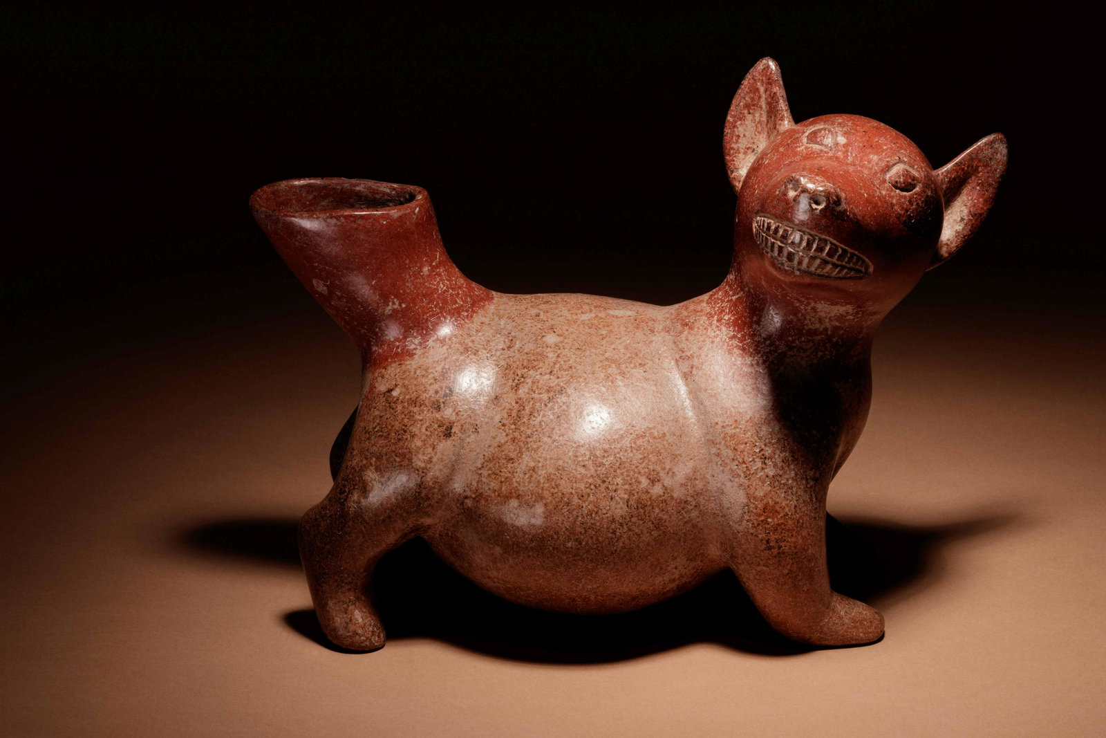 A Colima Terracotta Dog Effigy Vessel Width 12 inches. (1 of 3)
