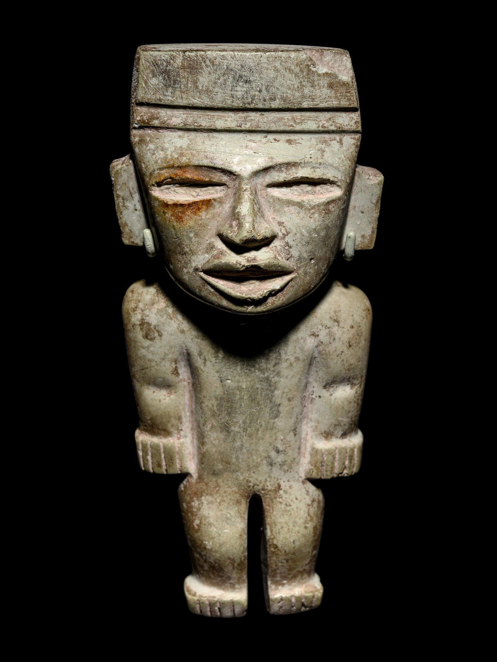 A Teotihuacan Greenstone Figure Height 8 1/2 inches. (1 of 4)