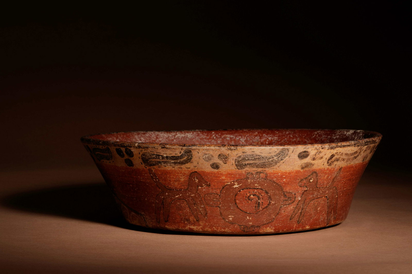 A Maya Polychrome Terracotta Bowl with Glyphs Height 3 (1 of 4)