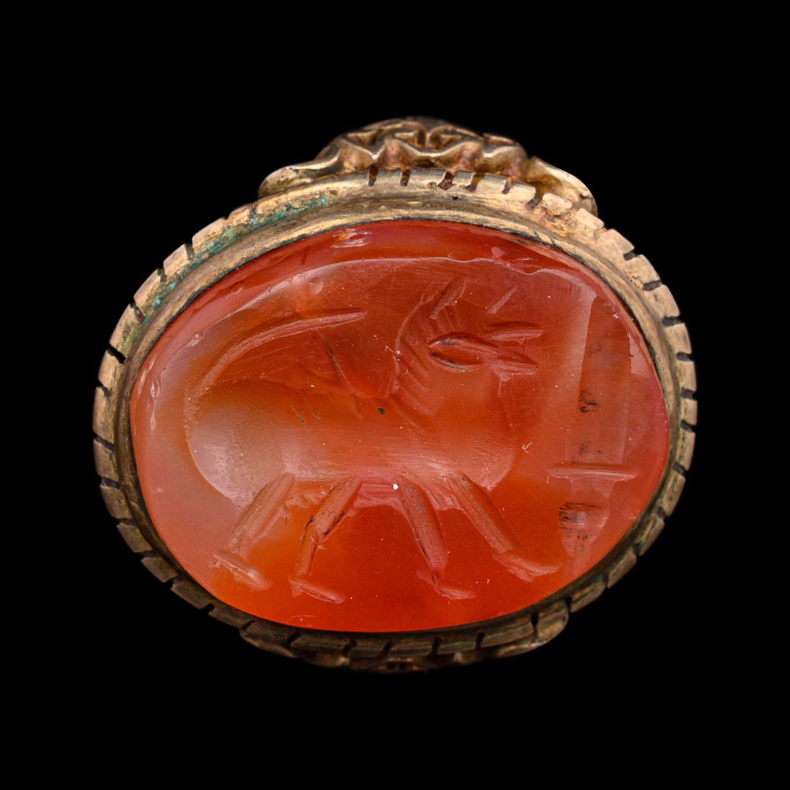 A Graeco-Persian Agate Ringstone with a Dog Length of (1 of 4)