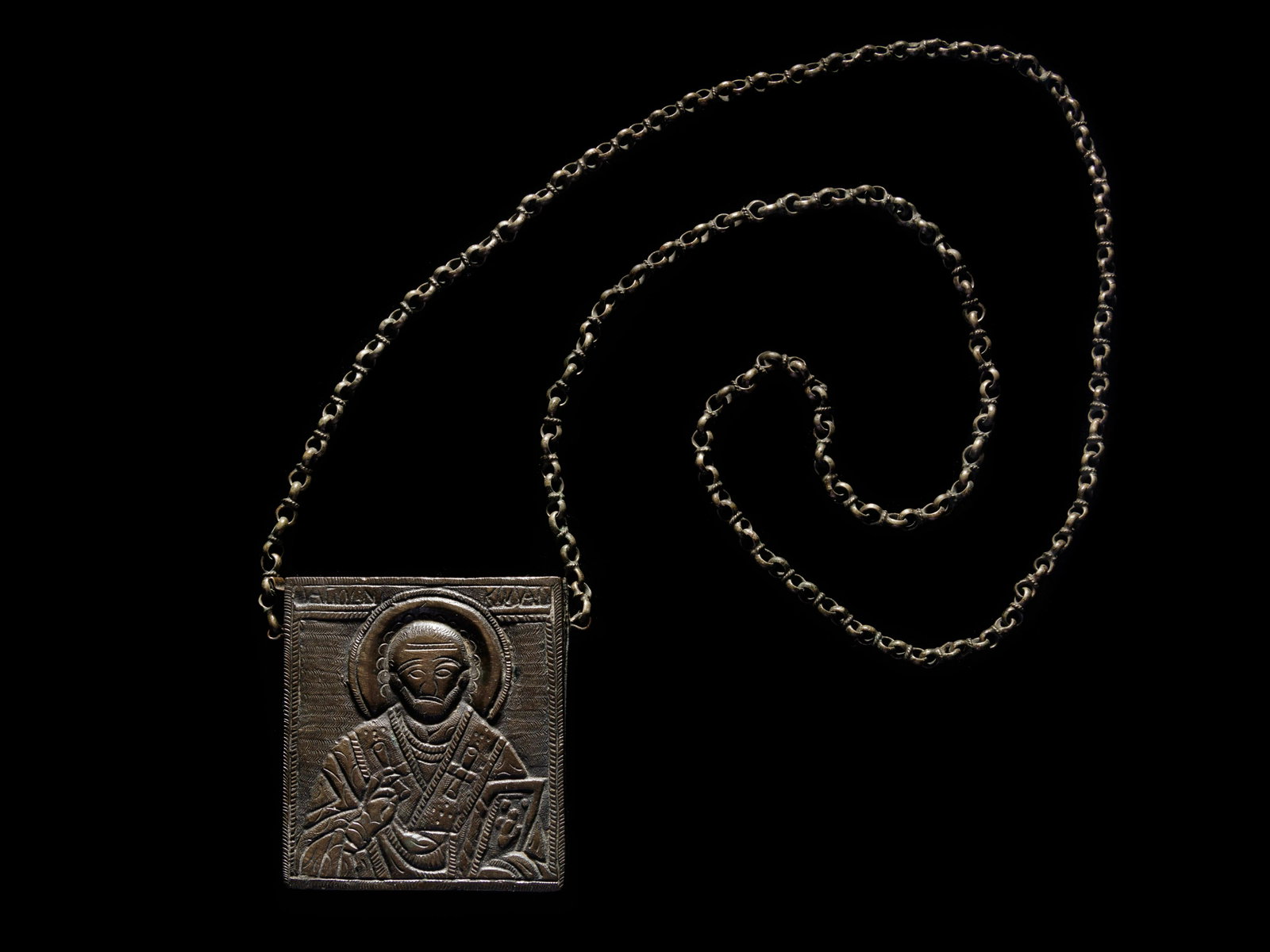 A Greek Orthodox Pilgrim's Scapular, with Icon of St. (1 of 3)