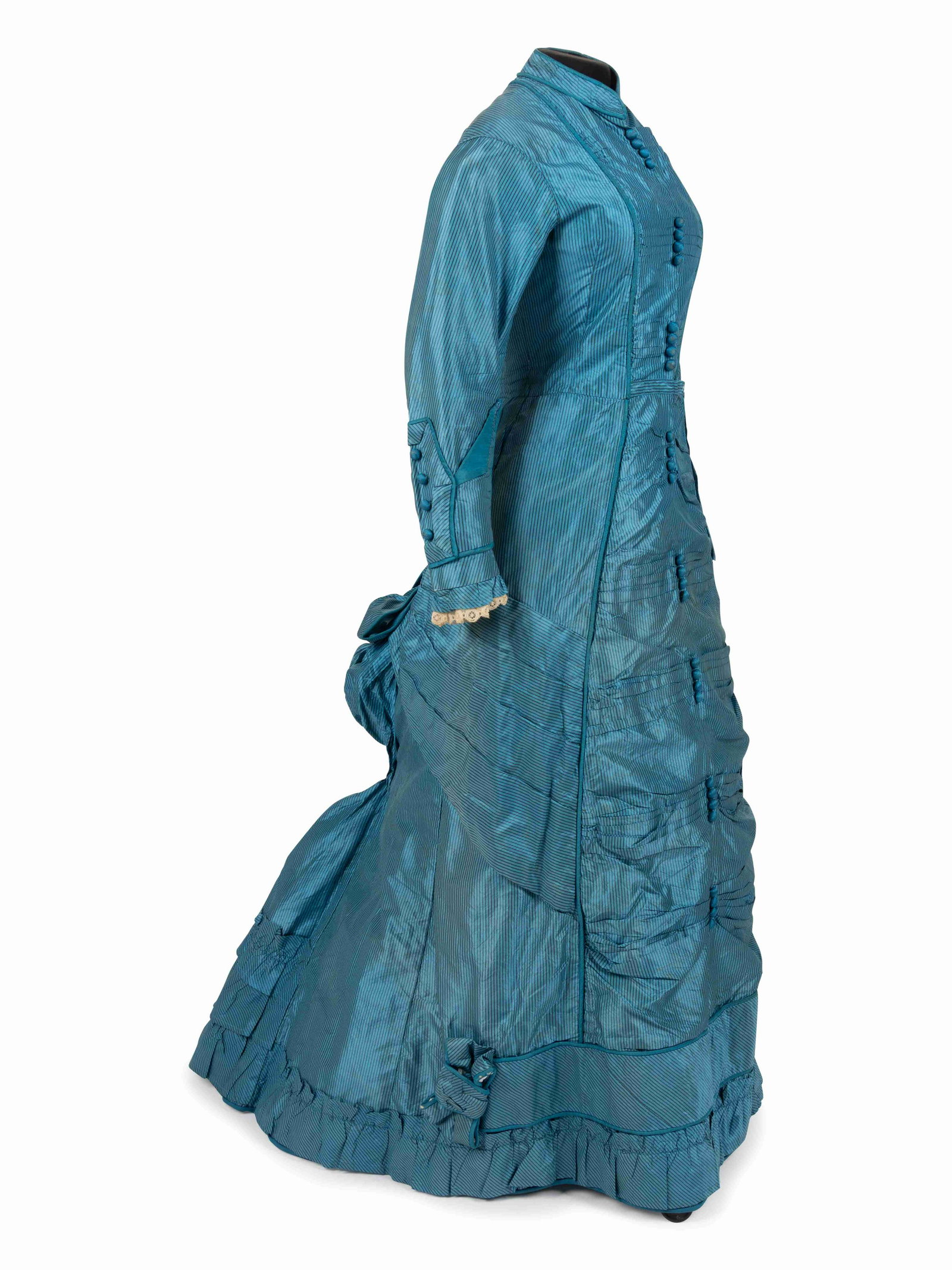 Striped Silk Taffeta Gown, 1880s: Striped Silk Taffeta Gown, 1880s This dress comes from the Tasha Tudor Collection of the Colonial Williamsburg Foundation. Tasha Tudor (nee Starling Burgess, 1915-2008) was a writer and illustrator of