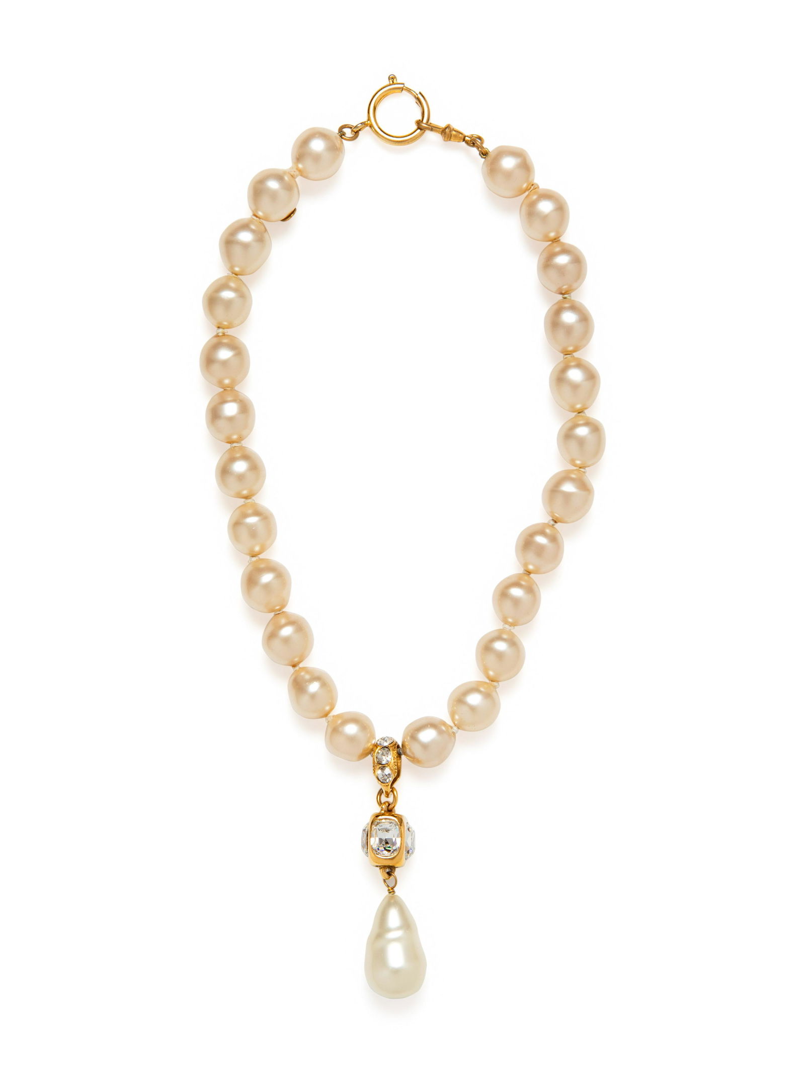 Chanel Pearl Necklace with Rhinestone Pendant, ca.1986 (1 of 1)