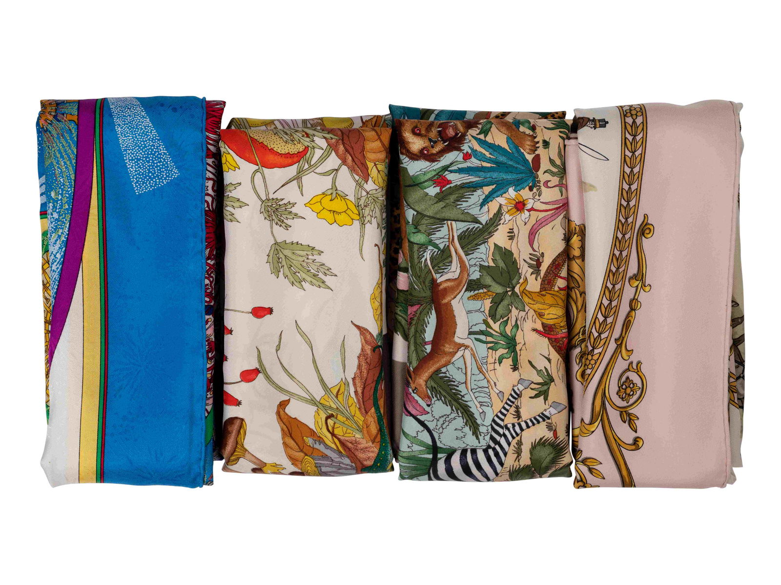 Four Silk Scarves: Two Hermes and Two Gucci (1 of 12)